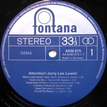 LP Jerry Lee Lewis: Attention! Jerry Lee Lewis
