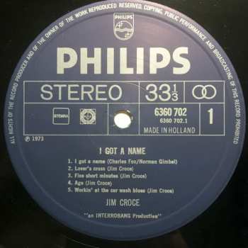 LP Jim Croce: I Got A Name CLR