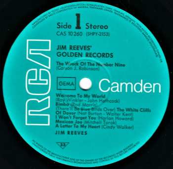 LP Jim Reeves: Jim Reeves' Golden Records