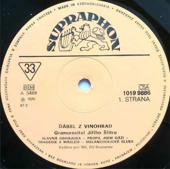 LP Jiří Šlitr: Ďábel Z Vinohrad (Gramorecital Jiřího Šlitra)