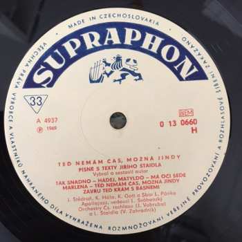 LP Jiří Štaidl: Teď Nemám Čas - Možná Jindy (Písně S Texty Jiřího Štaidla)