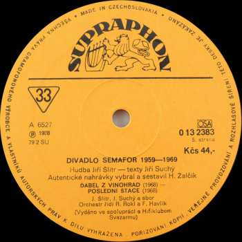 3LP Jiří Suchý & Jiří Šlitr: Divadlo Semafor 1959 - 1969 (1-3)