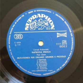 LP Jiří Teml: 3 Ritornelli / Monolit / Rapsodia Eroica / Mutationes Per Organo Grande E Piccolo
