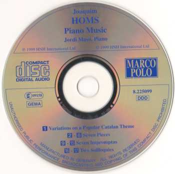 CD Jordi Masó: Piano Music: Seven Impromptus • Two Soliloquies