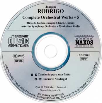 CD Joaquín Rodrigo: Complete Orchestral Works - 5