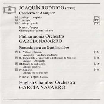 CD Joaquín Rodrigo: Concierto De Aranjuez. Fantasía Para Un Gentilhombre