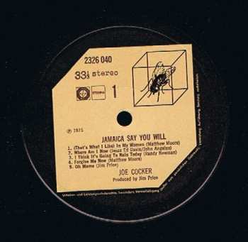 LP Joe Cocker: Jamaica Say You Will