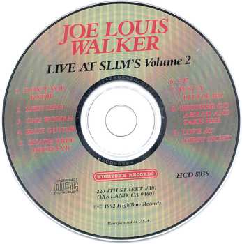 CD Joe Louis Walker: Live At Slim's Volume 2