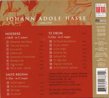 CD Johann Adolf Hasse: Miserere - Salve Regina - Te Deum