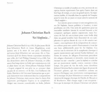 CD Johann Christian Bach: 'Sei Sinfonia' (London, 1782)
