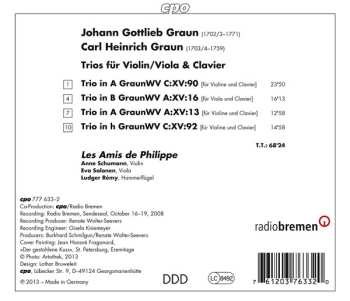 CD Carl Heinrich Graun: Trios For Violin Or Viola & Clavier