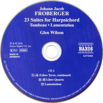 2CD Johann Jakob Froberger: 23v Suites For Harpsichord