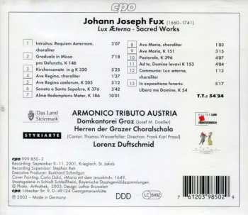 CD Johann Joseph Fux: Lux Æterna • Sacred Works