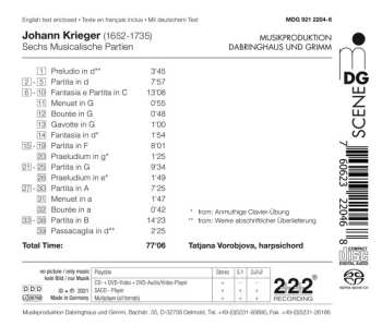 SACD Johann Krieger: Sechs Musicalische Partien