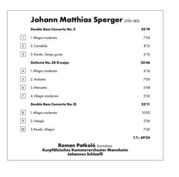 CD Roman Patkoló: Double Bass Concertos 2 &15; Sinfonia No. 30
