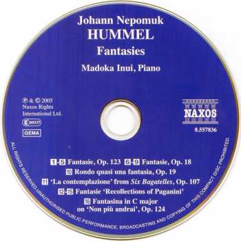 CD Johann Nepomuk Hummel: Fantasies