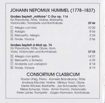 CD Johann Nepomuk Hummel: Septette Op. 74 | Op. 114