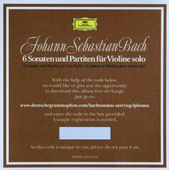 3LP/Doos Johann Sebastian Bach: 6 Sonaten Und Partiten Für Violine Solo BWV 1001-1006 LTD | NUM