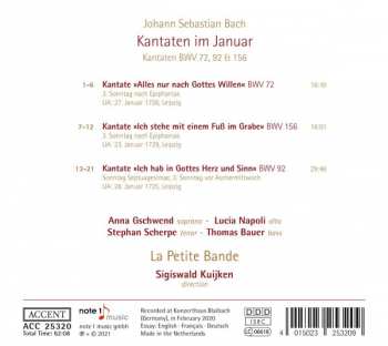 CD Johann Sebastian Bach: Kantaten Im Januar BWV 72, 92 & 156