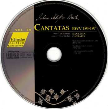 CD Johann Sebastian Bach: Cantatas BWV 195-197