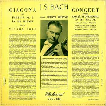 LP Johann Sebastian Bach: Ciacona / Concert Pentru Vioară Și Orchestră În Mi Major