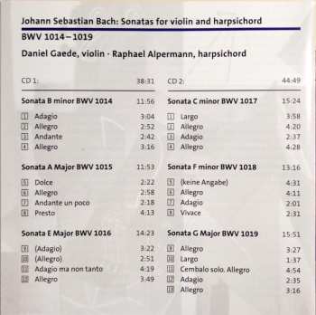 2CD Johann Sebastian Bach: Sonatas For Violin And Harpsichord BWV 1014 – 1019