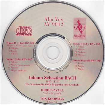 CD Johann Sebastian Bach: Die Sonaten Für Viola Da Gamba Und Cembalo