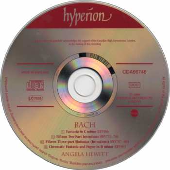 CD Johann Sebastian Bach: Fantasia In C Minor, Two-Part Inventions, Three Part Inventions, Chromatic Fantasia And Fugue