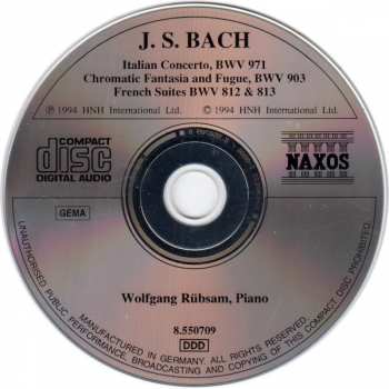 CD Johann Sebastian Bach: French Suites Nos. 1 & 2 BWV 812 & 813 • Italian Concerto • Chromatic Fantasia And Fugue