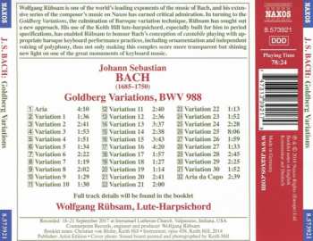 CD Johann Sebastian Bach: Goldberg Variations, for keyboard (Clavier-Übung IV), BWV 988 (BC L9)