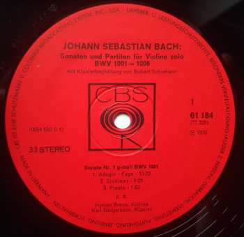 3LP/Doos Johann Sebastian Bach: Sonaten Und Partiten Für Violine Solo BWV 1001-1006 Mit Der Klavierbegleitung Von Robert Schumann