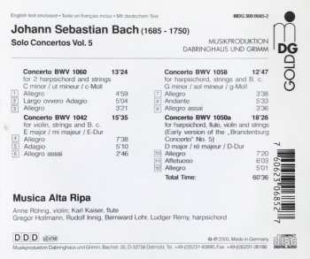 CD Johann Sebastian Bach: Solo Concertos Vol. 5