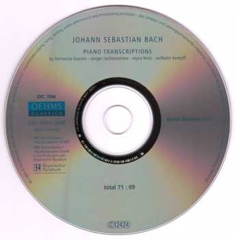CD Johann Sebastian Bach: Piano Transcriptions
