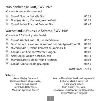 CD Johann Sebastian Bach: Cantatas BWV 62, 45, 192, 140