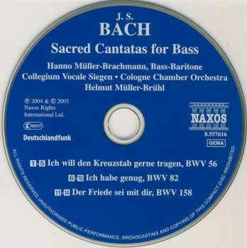 CD Johann Sebastian Bach: Sacred Cantatas For Bass Nos. 56, 82 And 158