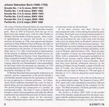 2CD Johann Sebastian Bach: Sonatas And Partitas For Solo Violin, BWV 1001-1006