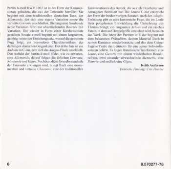 2CD Johann Sebastian Bach: Sonatas And Partitas For Solo Violin, BWV 1001-1006