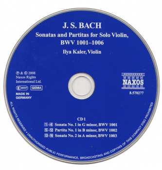 2CD Johann Sebastian Bach: Sonatas And Partitas For Solo Violin, BWV 1001-1006