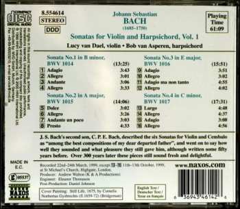 CD Johann Sebastian Bach: Sonatas For Violin And Harpsichord, Volume 1