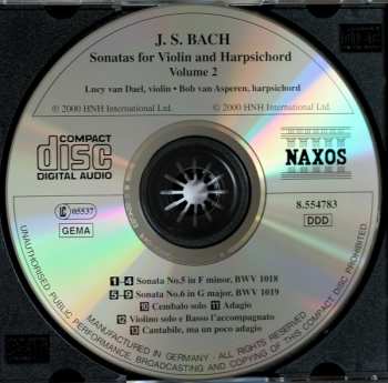 CD Johann Sebastian Bach: Sonatas For Violin And Harpsichord, Volume 2