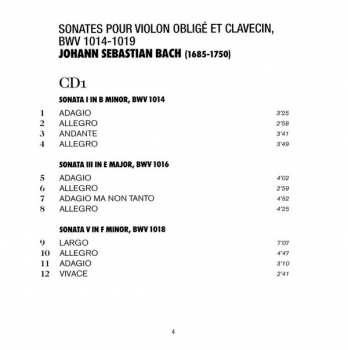 2CD Johann Sebastian Bach: Sonates Pour Violon Obligé Et Clavecin, BWV 1014-1019