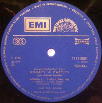 3LP Johann Sebastian Bach: Sonáty A Partity Pro Sólové Housle