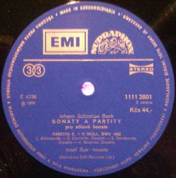 3LP Johann Sebastian Bach: Sonáty A Partity Pro Sólové Housle