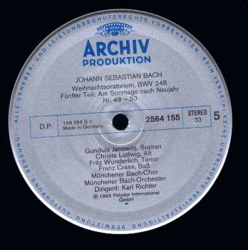 3LP/Doos Johann Sebastian Bach: Weihnachtsoratorium BWV 248