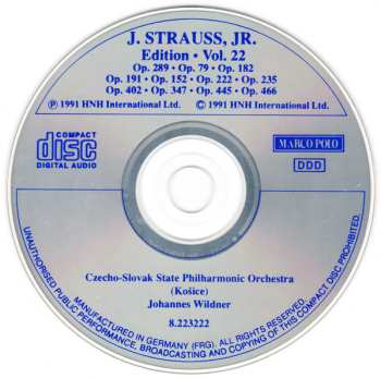 CD Johann Strauss Jr.: J. Strauss, Jr.:  Edition • Vol. 22