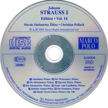 CD Johann Strauss Sr.: Johann Strauss I:  Edition • Vol. 14