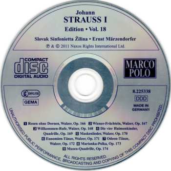 CD Johann Strauss Sr.: Johann Strauss I Edition • Vol. 18