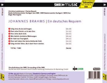 CD Johannes Brahms: Ein Deutsches Requiem