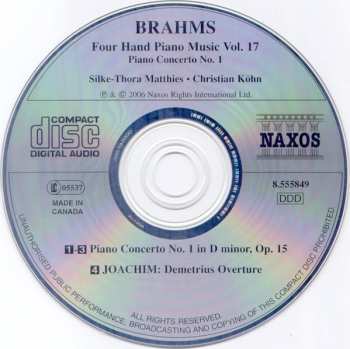 CD Johannes Brahms: Four Hand Piano Music Vol. 17