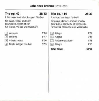 CD Johannes Brahms: Horn Trio Op. 40 / Clarinet Trio Op. 114